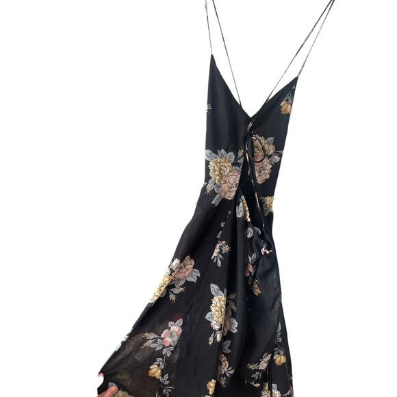Lulus Shea Black Floral Print Jumpsuit Sleeveless Cross Back V Neck Medium - Picture 9 of 11